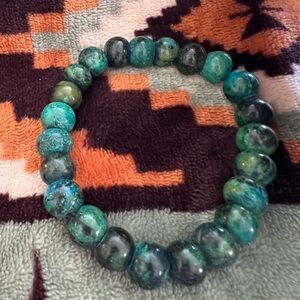 ❤️ Southwestern Heavy Chrysocolla Gemstone Stretch Bracelet 14mm Adjustable
